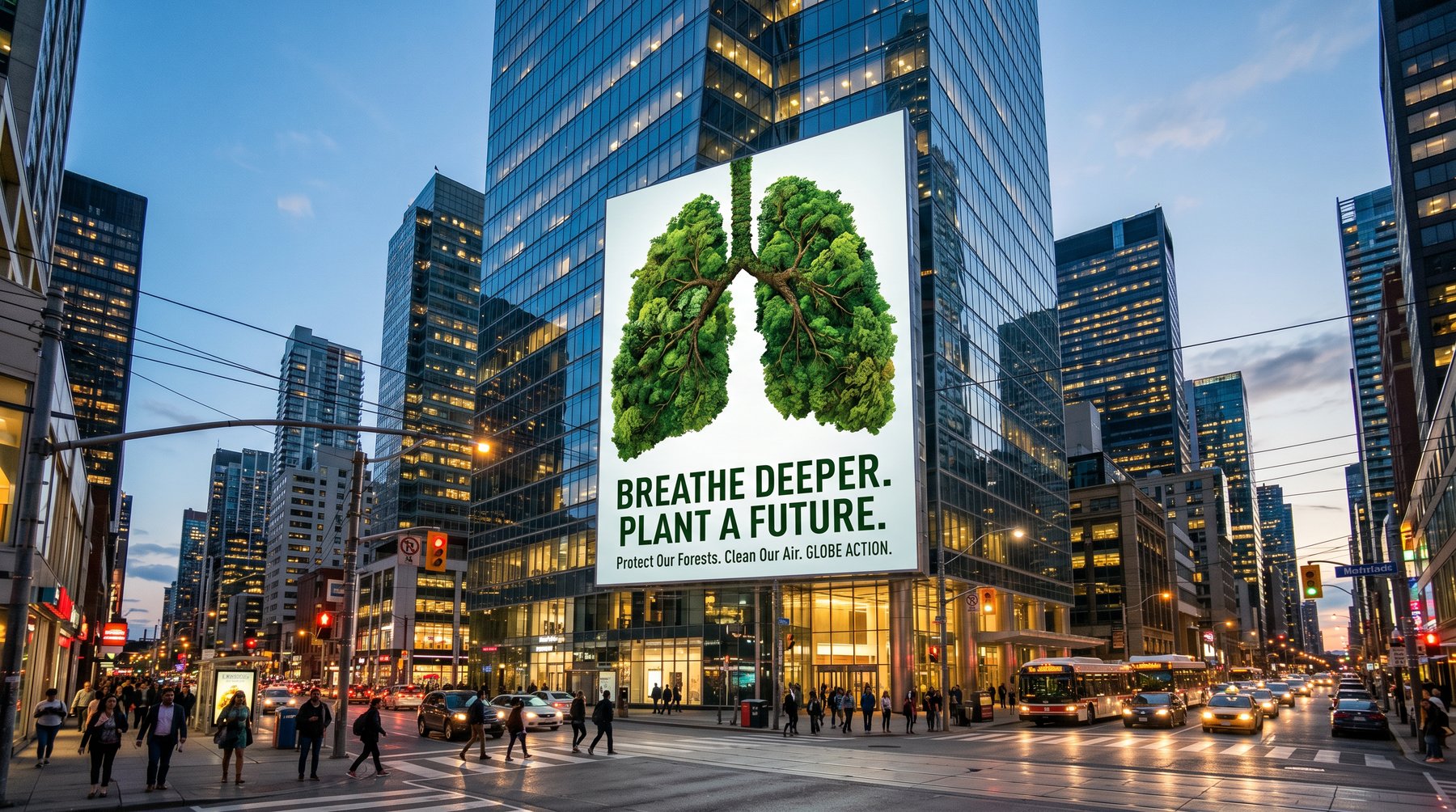 Komunikacja outdoor w sercu metropolii — Breathe Deeper, Plant a Future