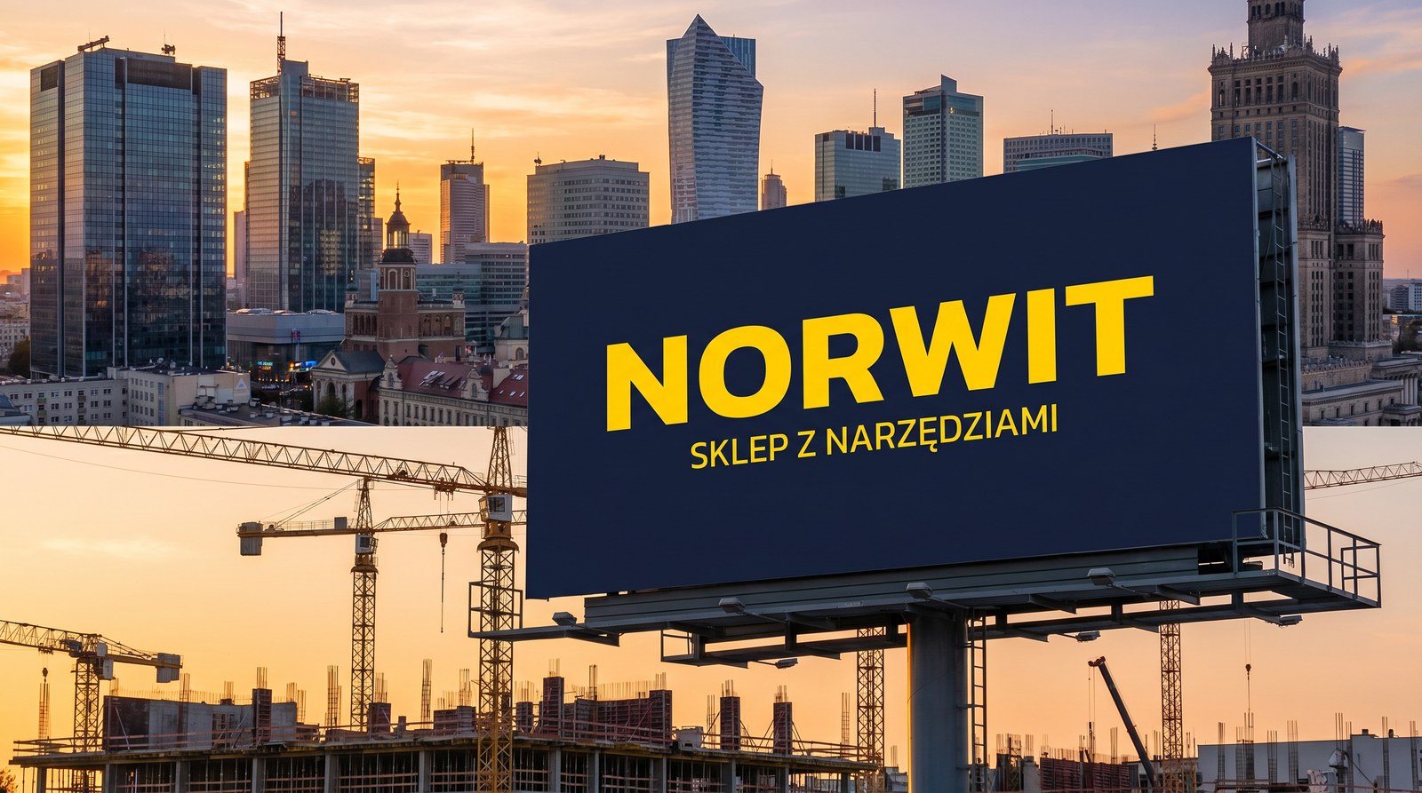 Sklep online Norwit na laptopie — siatka produktów, żółto-czarna nawigacja