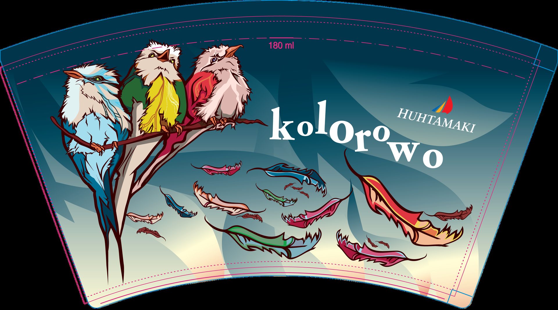 Projekt graficzny Kolorowo — ptaki egzotyczne na kubku