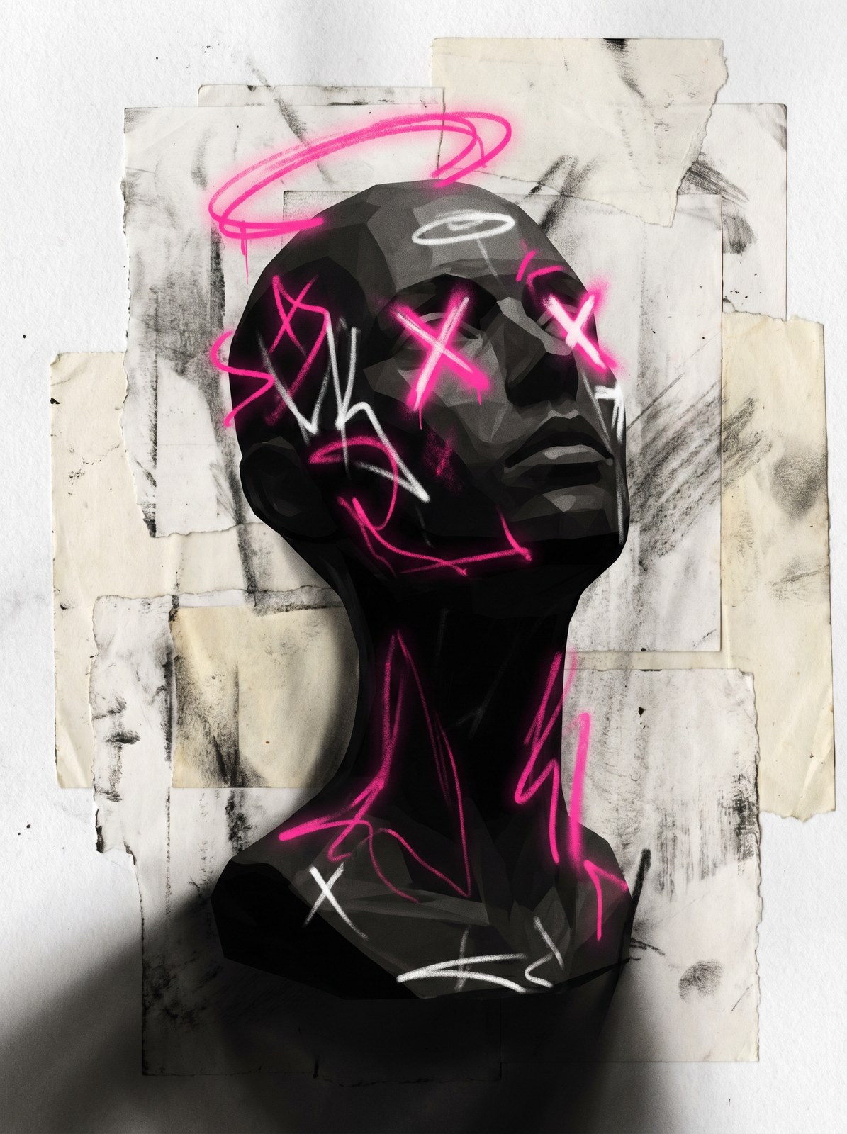 Portret różowy — mark-making i abstrakcja