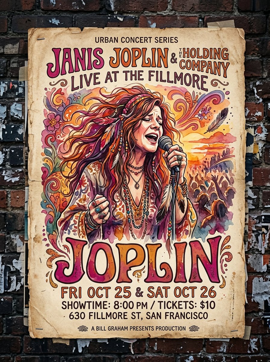 Plakat koncertowy Janis Joplin