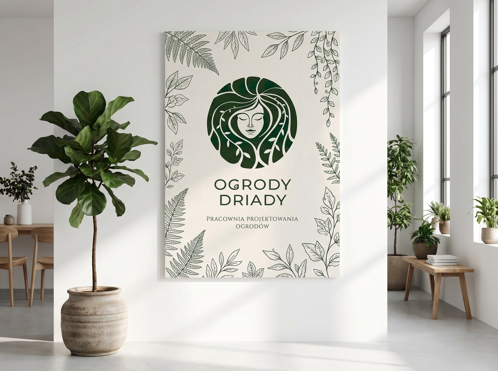Plakat reklamowy pracowni projektowania ogrodów.